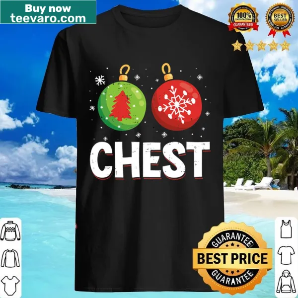 Matching couples Christmas shirt with humorous chestnuts design