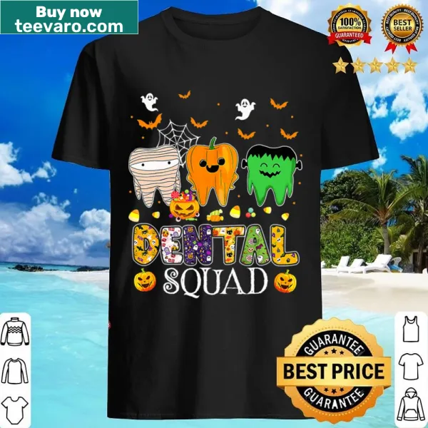 Humorous dentist-themed Halloween shirt for dental professionals.