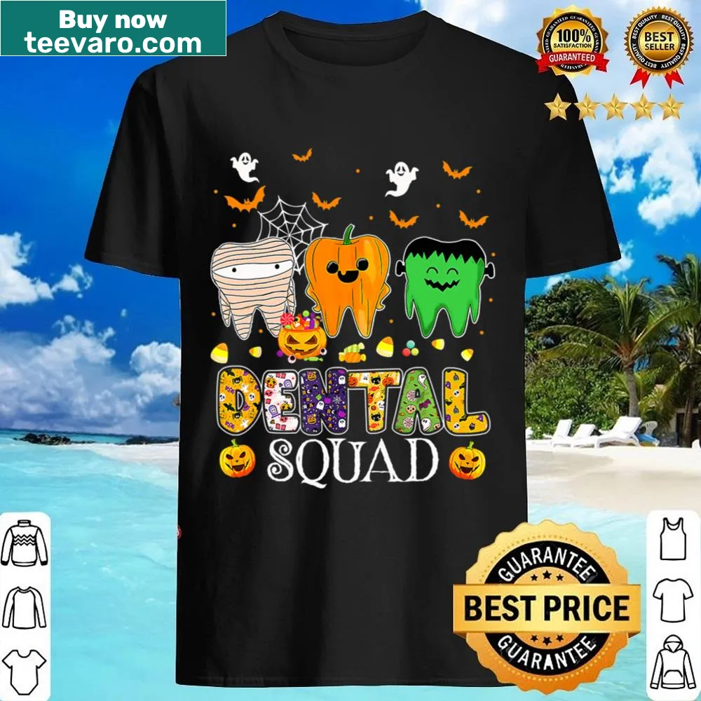 Humorous dentist-themed Halloween shirt for dental professionals.