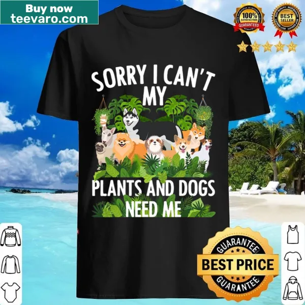 Shirt for men with plants and dogs graphic