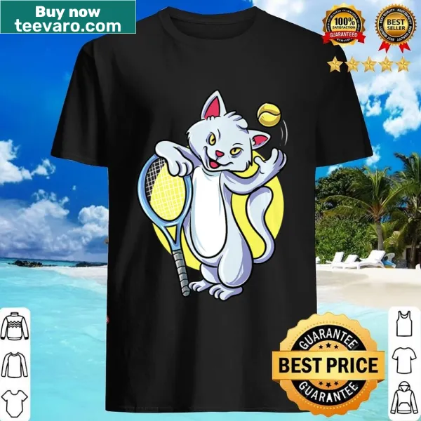 T-Shirt with a humorous cat and tennis player graphic