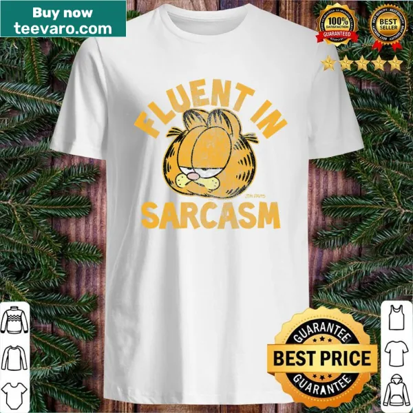 Garfield illustration with a sarcastic quote on a casual shirt