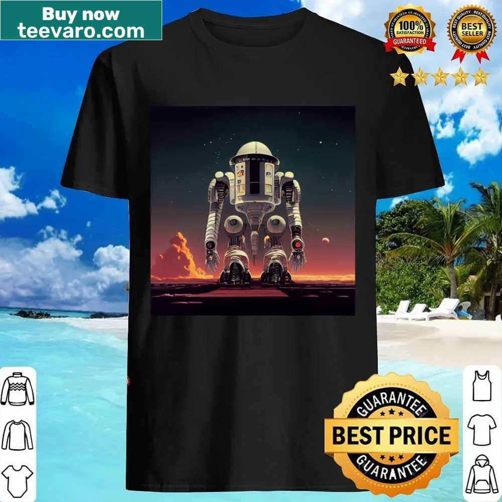 Retro design of a giant space robot on a shirt