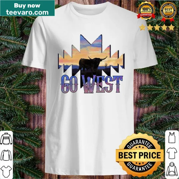 Playful Go West shirt with whimsical graphic text