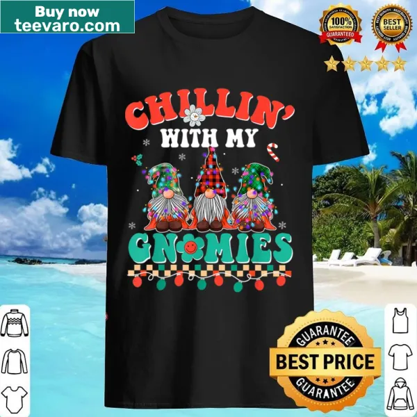 Whimsical gnome-themed shirt celebrating Christmas with a groovy vibe