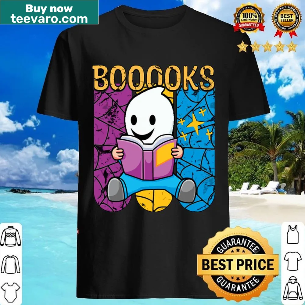 Cute Halloween themed t-shirt with a book graphic and playful design