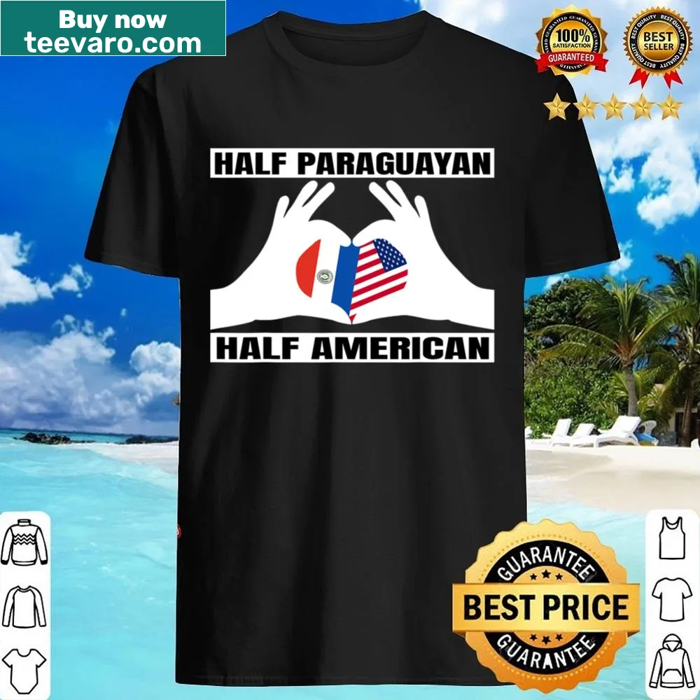 Shirt featuring USA and Paraguay flags representing heritage