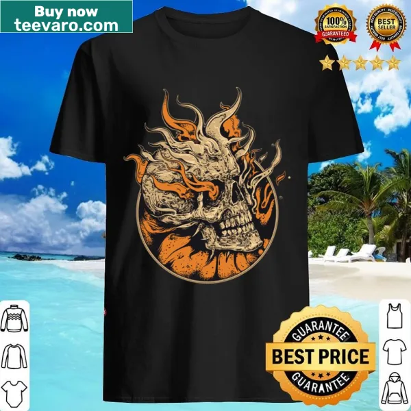 Funny evil pumpkin head design on a Halloween shirt