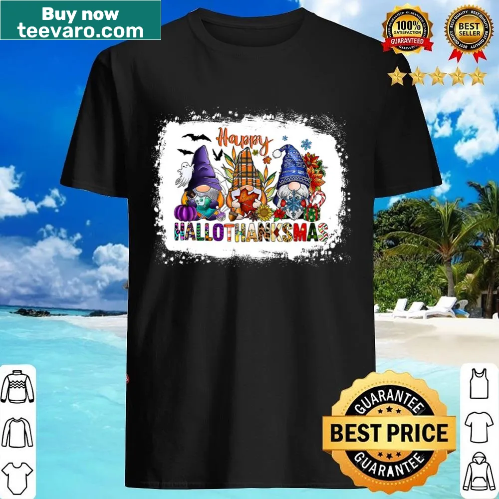 Festive shirt with gnomes celebrating multiple holidays
