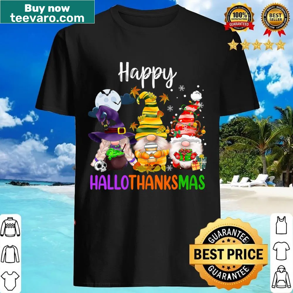 Whimsical Hallothanksmas gnomes shirt for holidays
