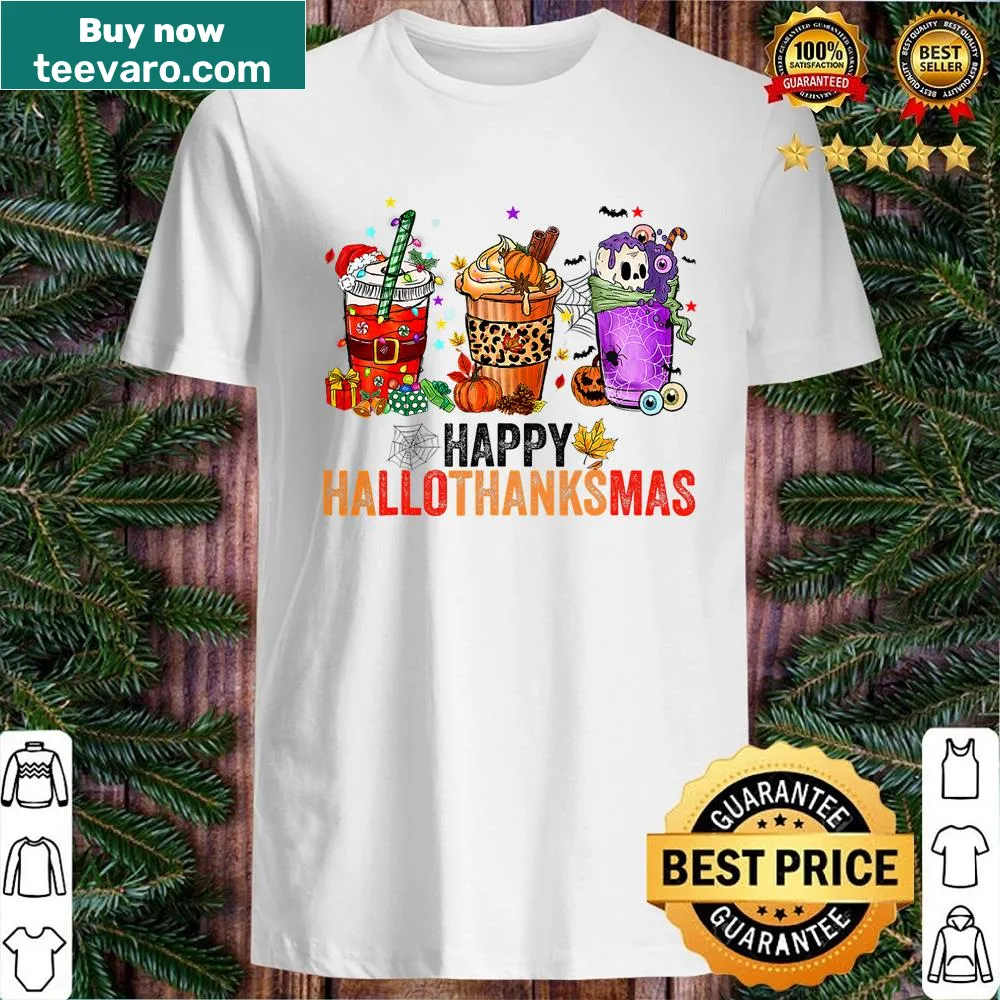 Delightful shirt featuring festive graphics for Hallothanksmas celebrations