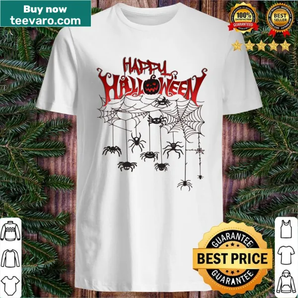 Spooky Halloween shirt with spider and pumpkin design