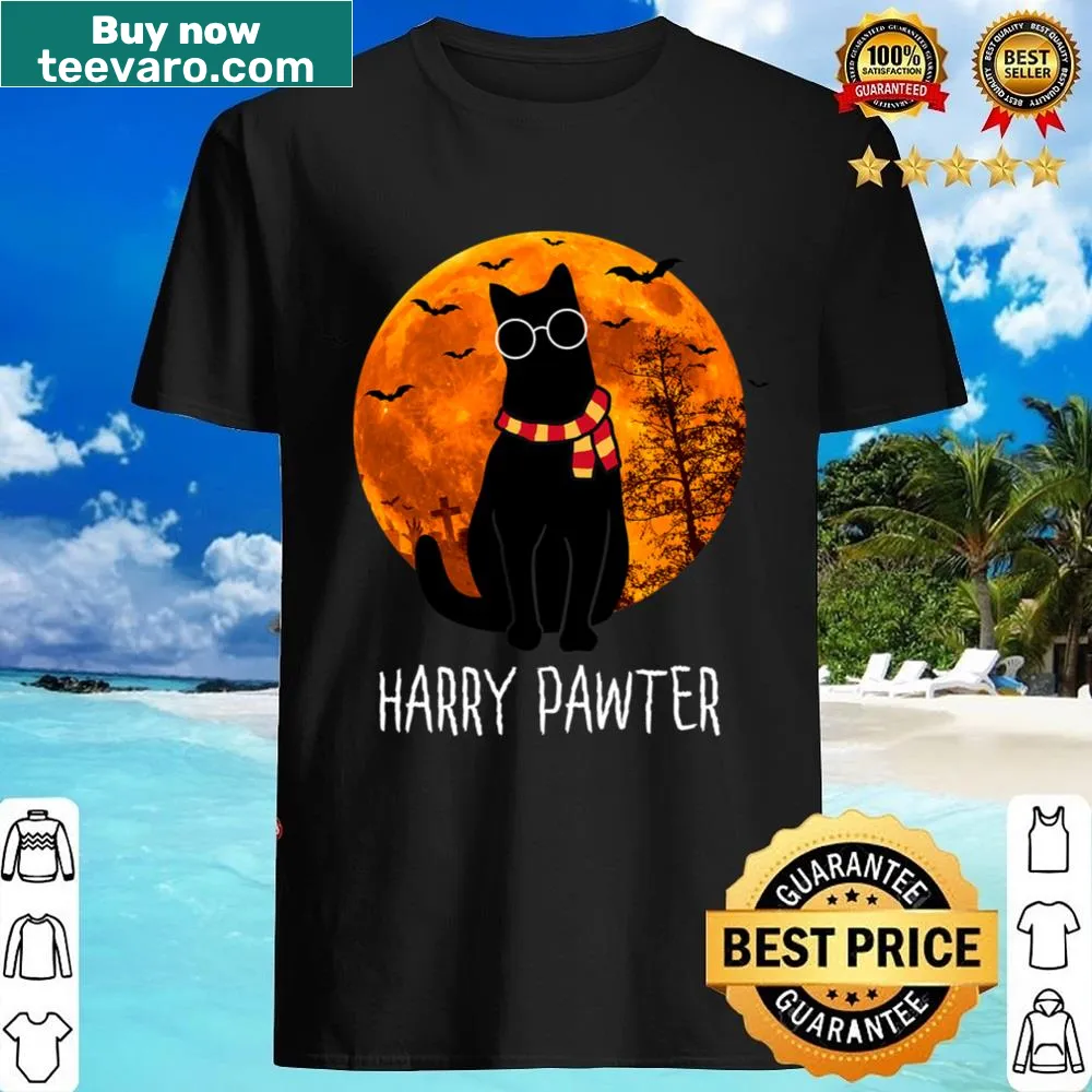 Funny Halloween shirt featuring a black cat dressed as a witch