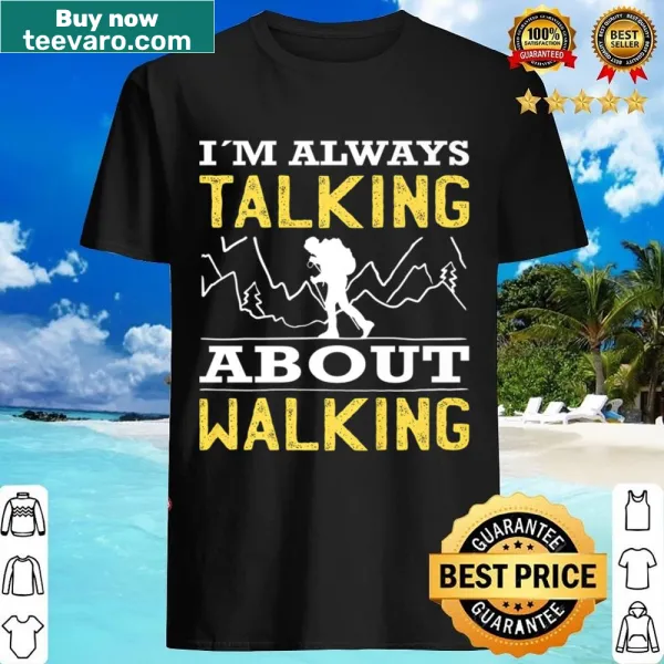 Playful hiking-themed shirt with trekking illustrations
