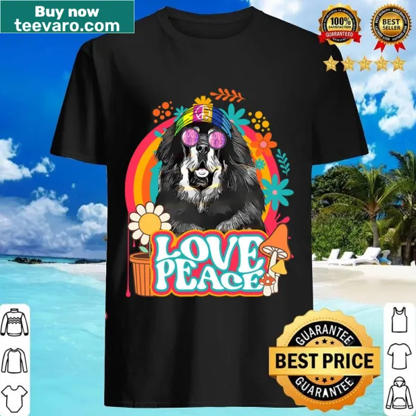 Retro 60s 70s Mastiff Dog shirt with peace sign