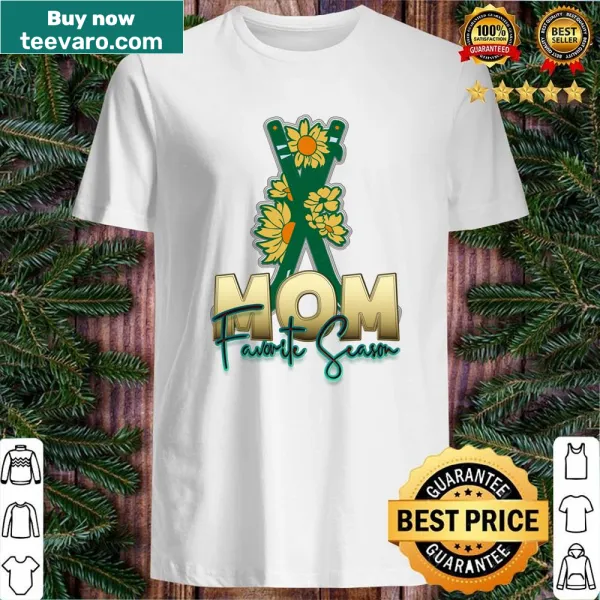 Funny shirt proclaiming 'Hockey Is My Mom Favorite Season' with a playful design.