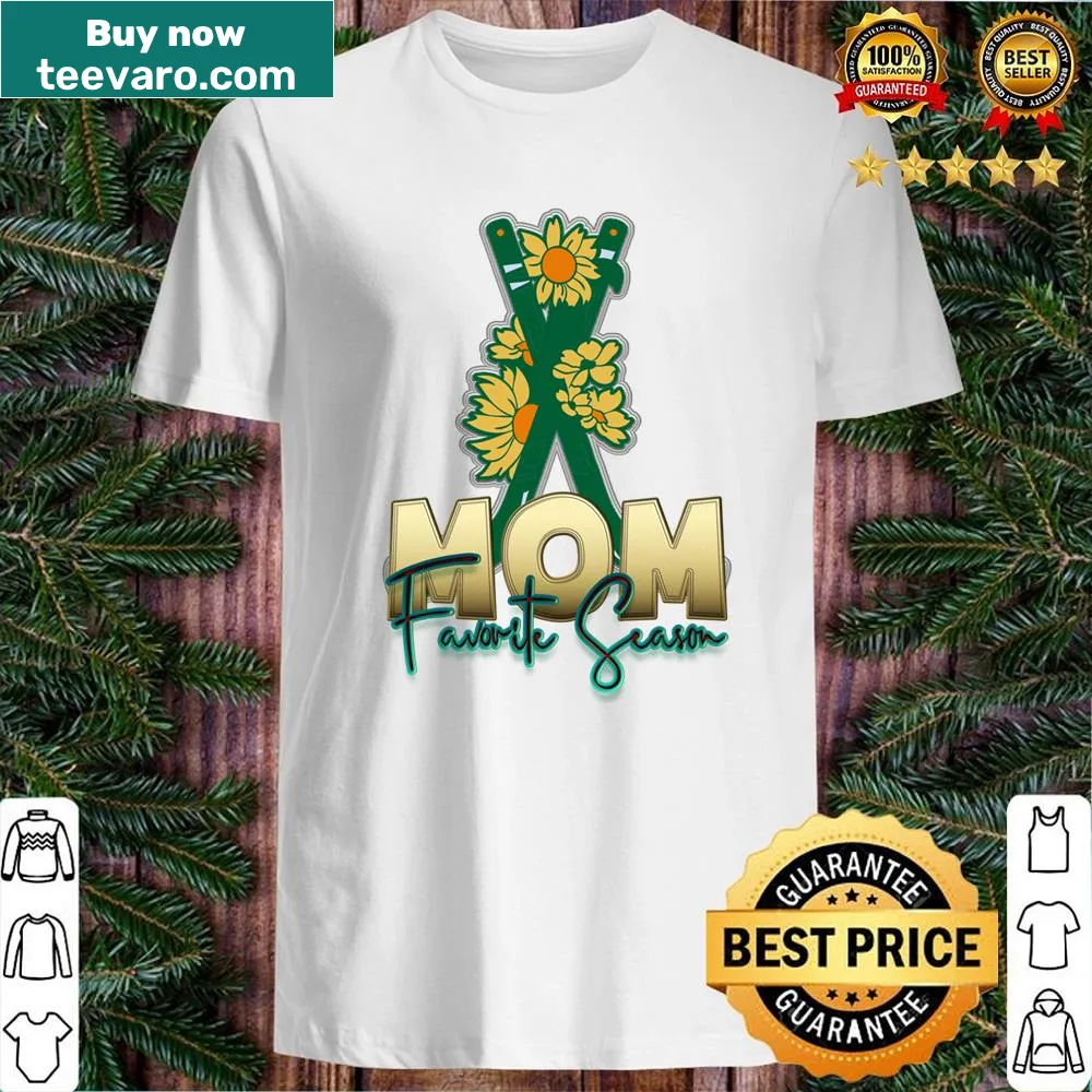 Funny shirt proclaiming 'Hockey Is My Mom Favorite Season' with a playful design.