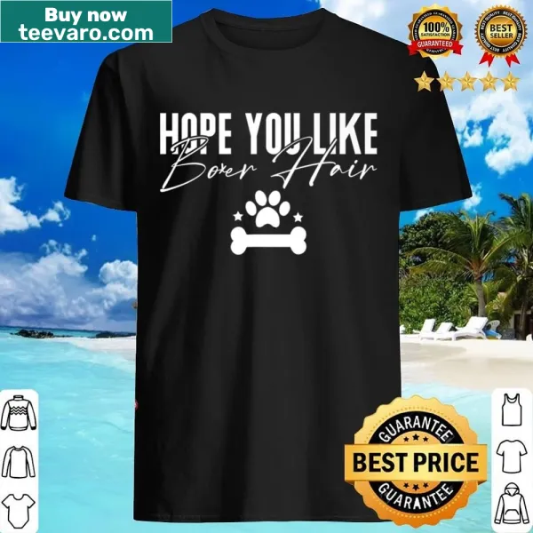 Whimsical Boxer dog graphic shirt about dog hair