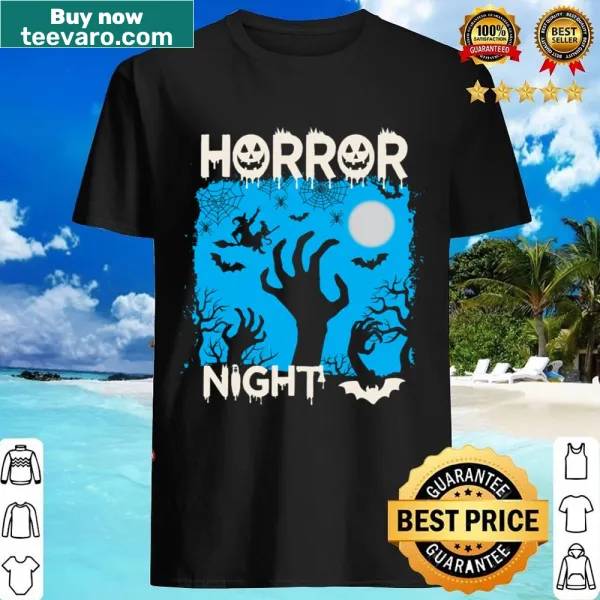 Funny Halloween shirt with cartoon zombies and witches