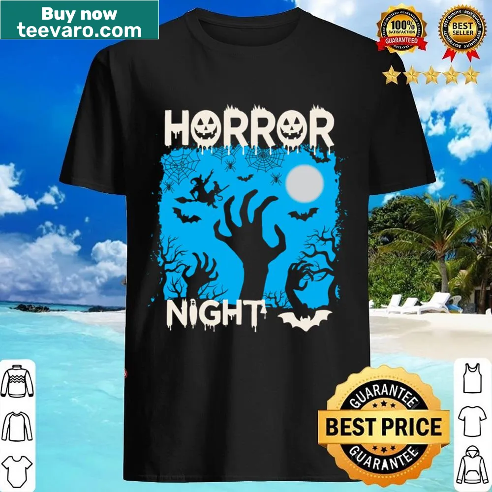 Funny Halloween shirt with cartoon zombies and witches