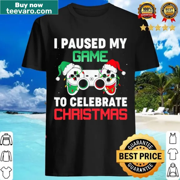 Playful pajama shirt for gamers featuring holiday text and graphics.