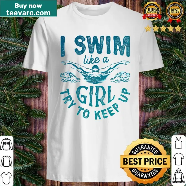 Playful swimming shirt with humorous phrase