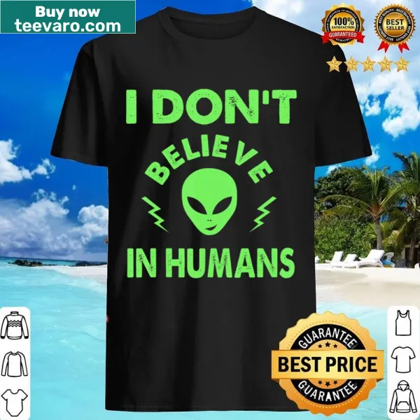 Quirky alien-themed graphic shirt with humorous text