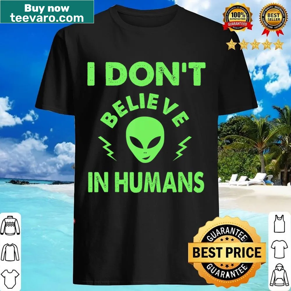 Quirky alien-themed graphic shirt with humorous text