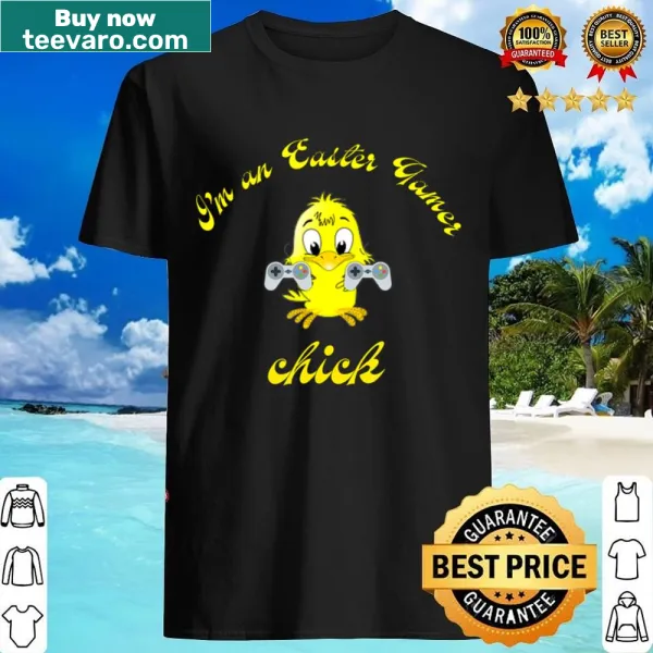 Easter-themed gamer chick shirt with cartoon bird graphic