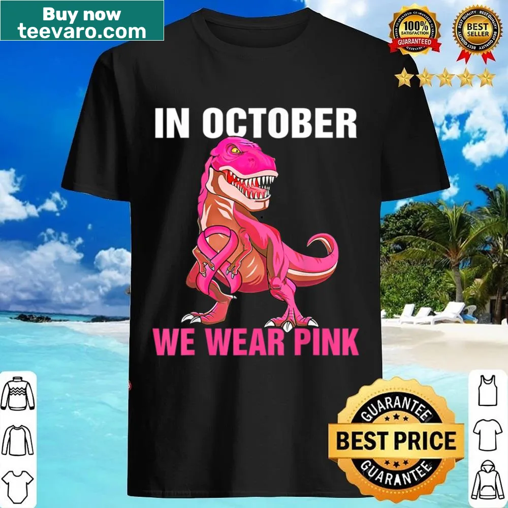Cute pink dinosaur shirt for kids promoting breast cancer awareness