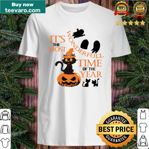 Halloween t-shirt featuring a playful black cat design