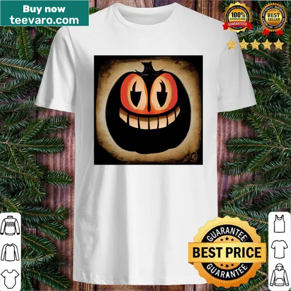 Cartoon Jack O'Lantern shirt with a humorous design