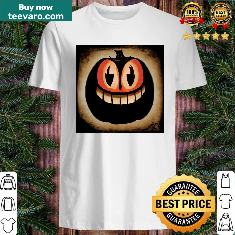 Cartoon Jack O'Lantern shirt with a humorous design