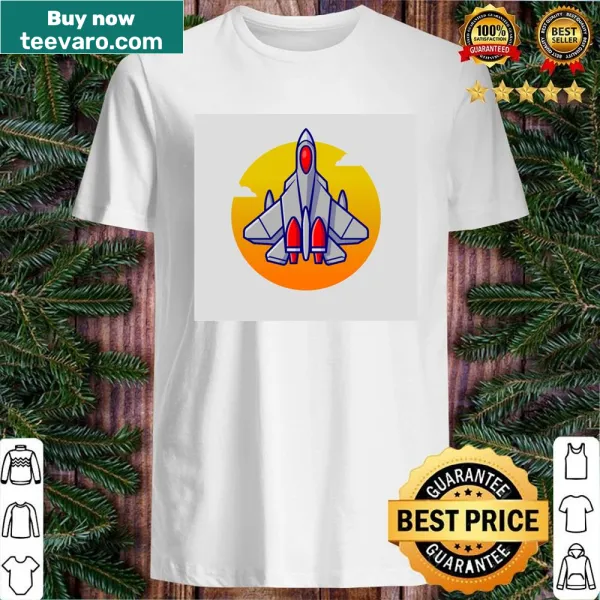 Illustration of a jet flying through the sky on a shirt
