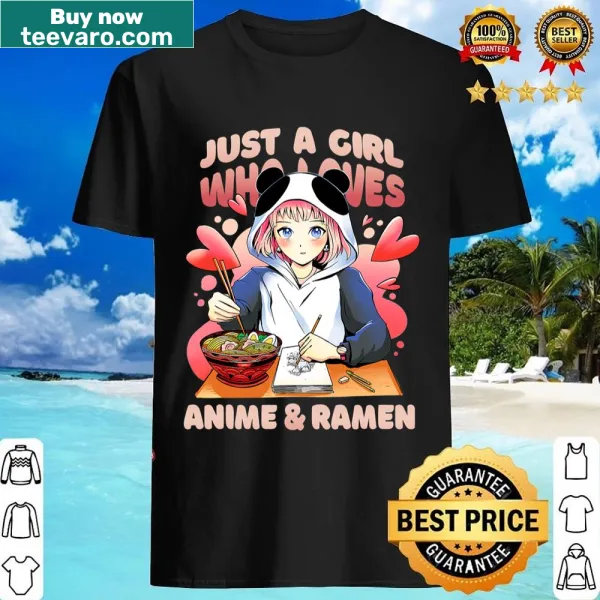 Cute shirt featuring a girl with anime and ramen theme