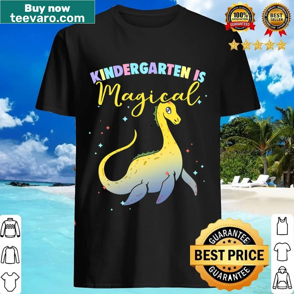 Whimsical kindergarten t-shirt with Loch Ness illustration