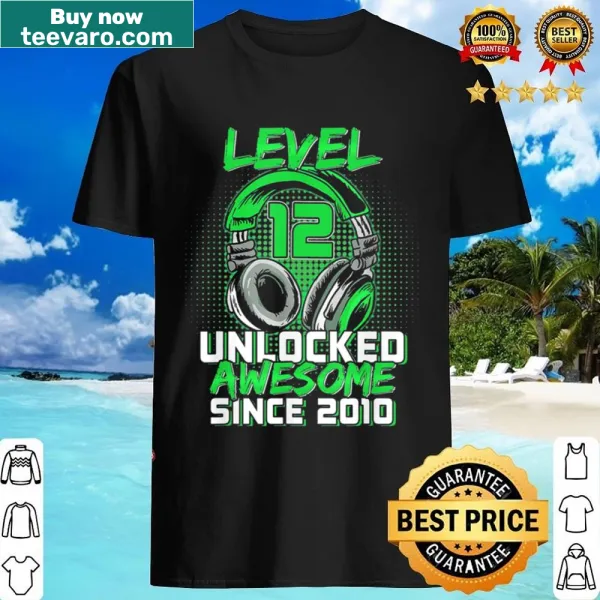 Shirt with text celebrating Level 12 unlocked in gaming