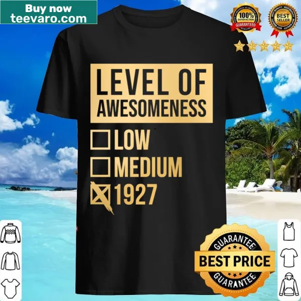Shirt with Level Of 1927 in elegant gold typography