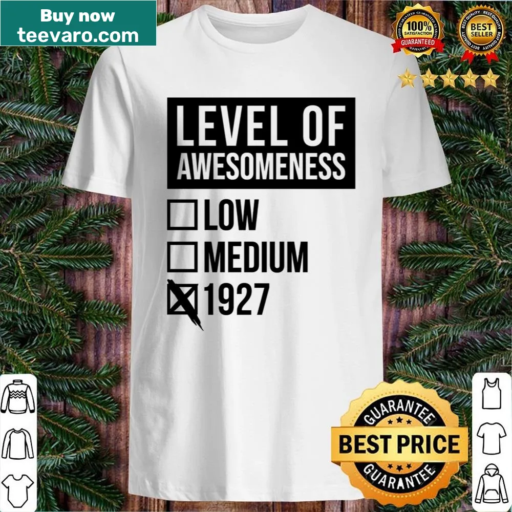 Minimalist shirt with 'Level Of 1927' text