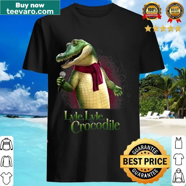 Playful graphic of Lyle Lyle Crocodile on shirt