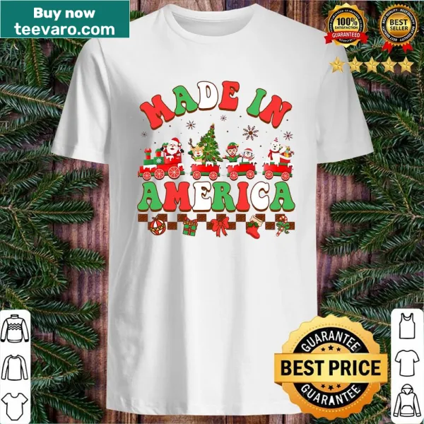 Retro 'Made In America' Christmas shirt with festive graphics.