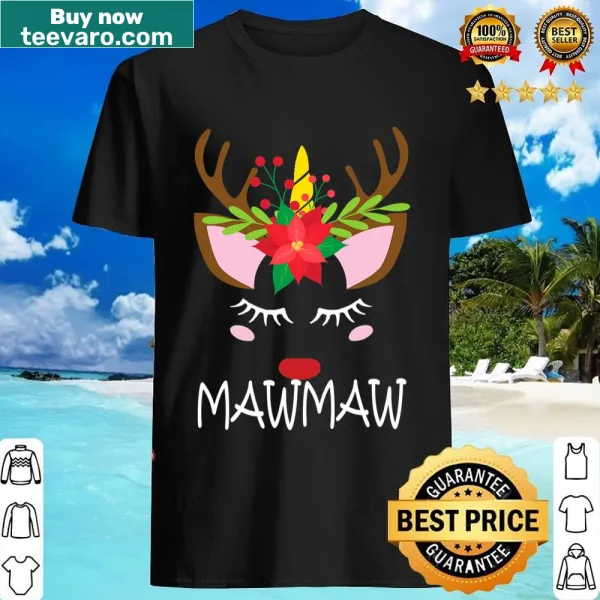 Funny Christmas shirt with unicorn face and reindeer