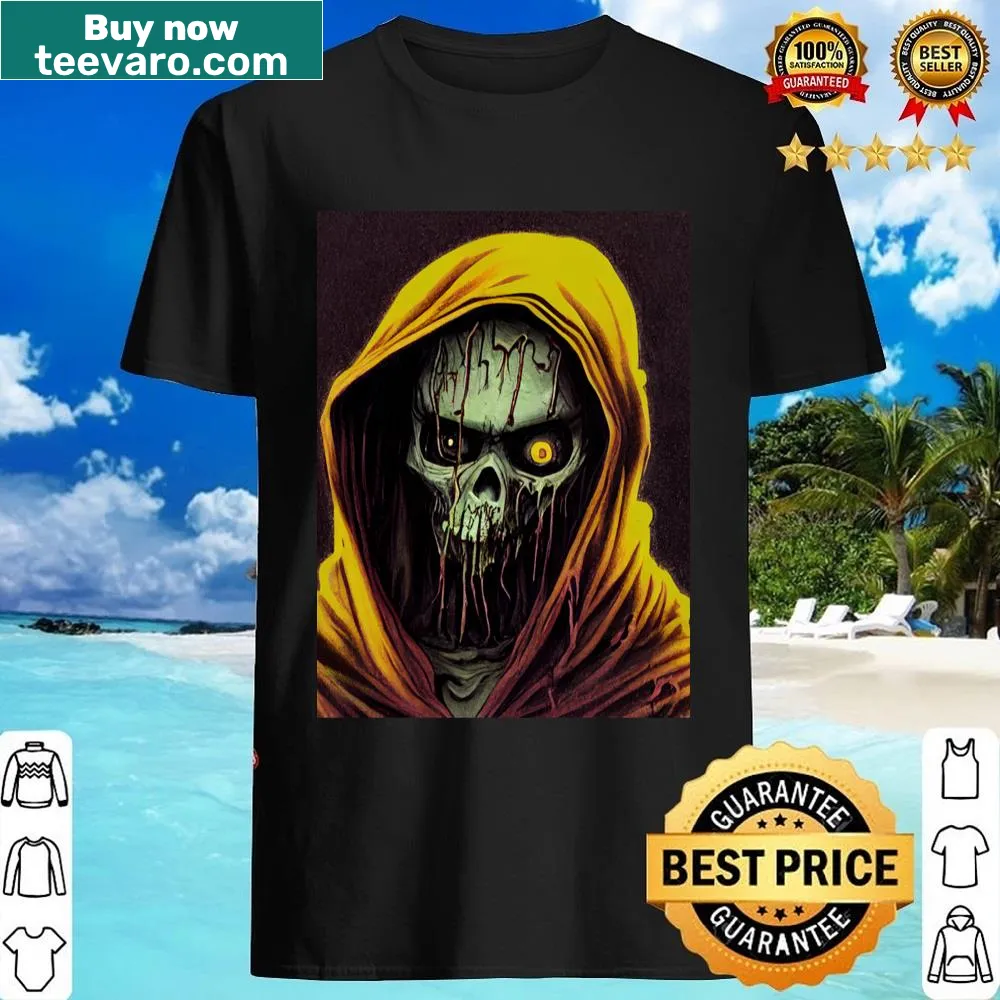 Cartoon melting zombie graphic on Halloween shirt
