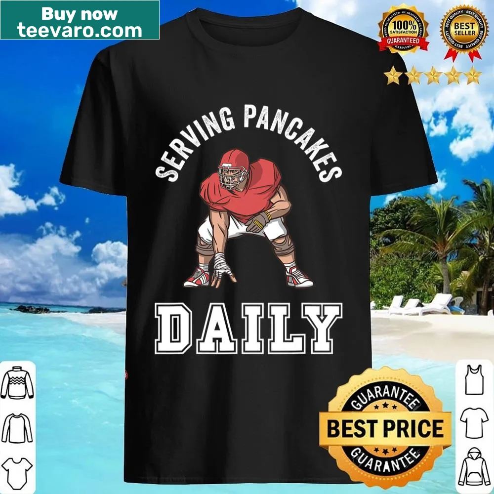 Football and pancakes graphic shirt designed for fun.