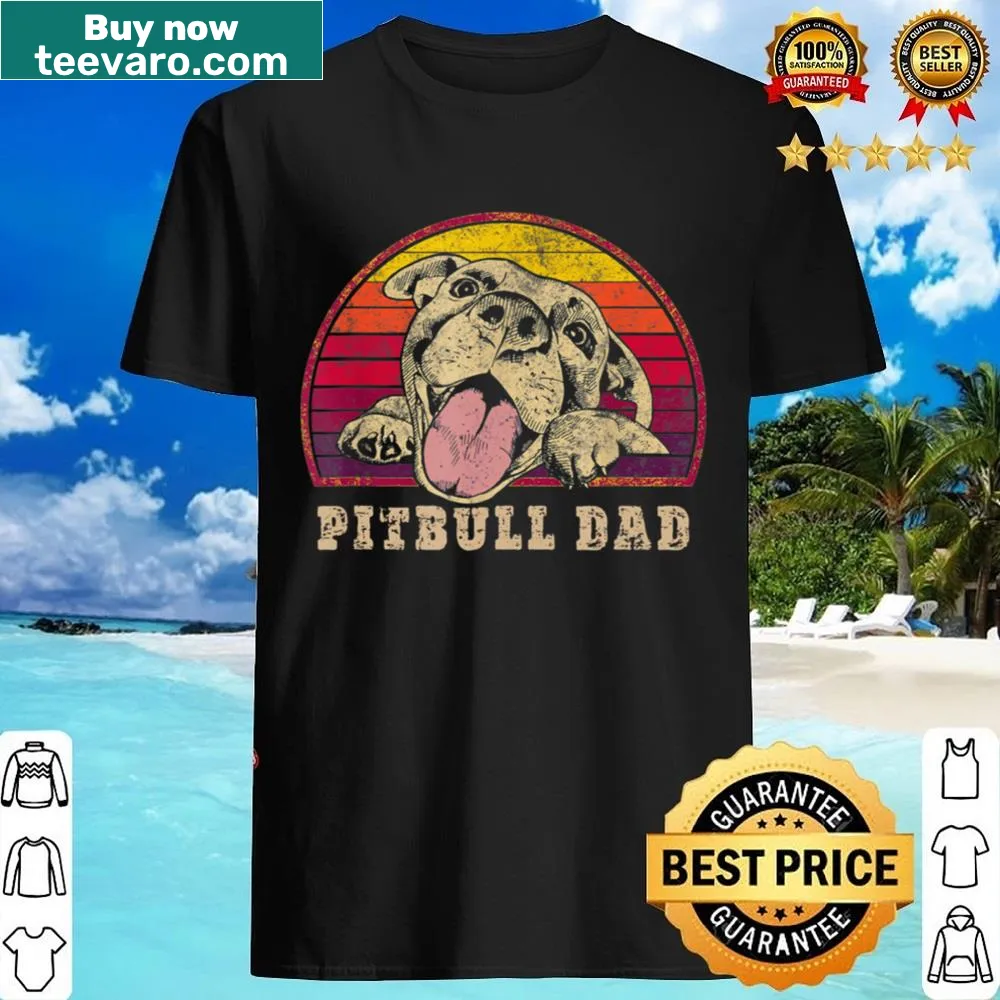Vintage graphic of a smiling pitbull on sunset shirt