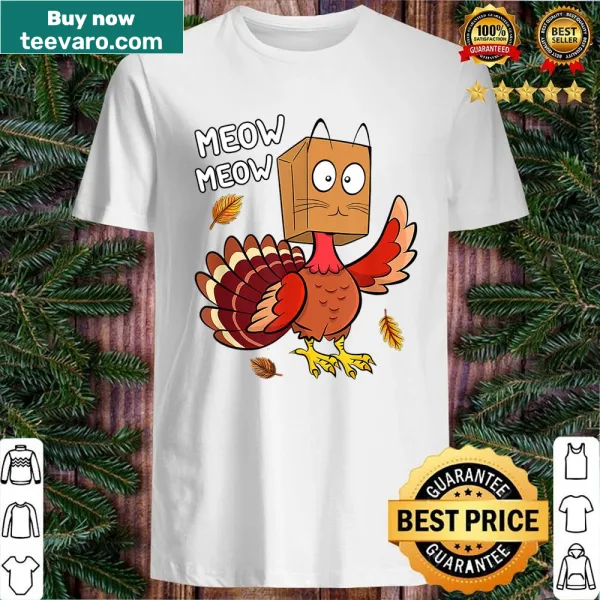 Funny Thanksgiving cat graphic with text on shirt