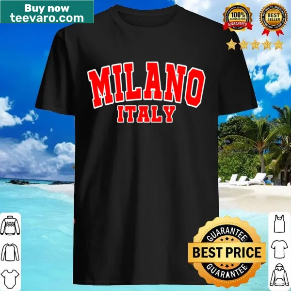 Illustrated shirt featuring Milan, Italy aesthetic.