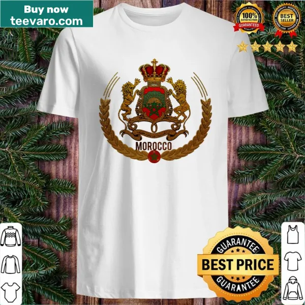 Lion of the Atlas and Moroccan passport graphic on pullover shirt
