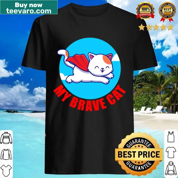Illustrative T-shirt honoring the bravery of cats for cat lovers