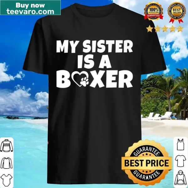 Illustrated shirt featuring a Boxer dog, celebrating sibling love.